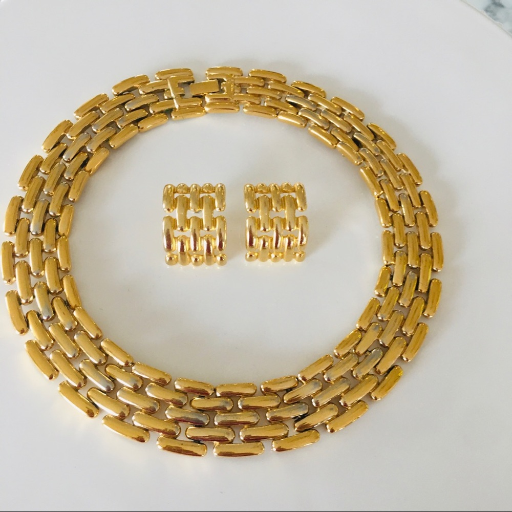 GIVENCHY VTG GoldTone Necklace and Earring Set